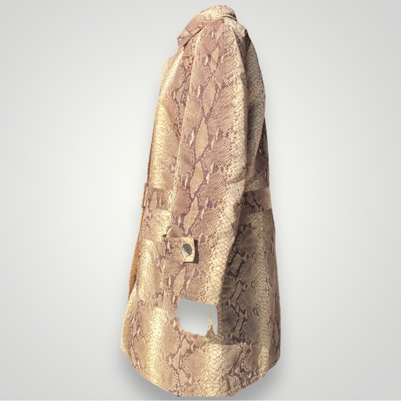 Valentino Snake Print Trench Coat in Brown and Tan - Picture 5 of 7